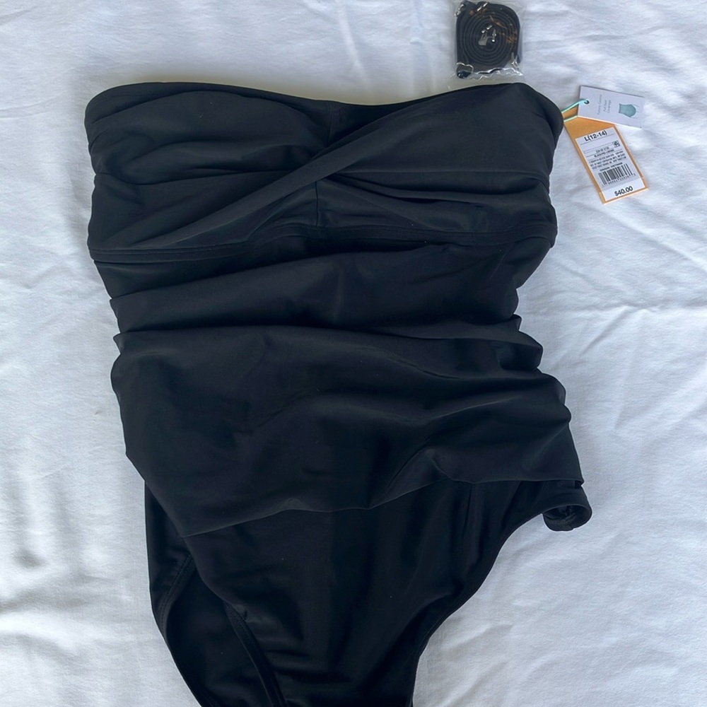 NWT Kona sol Elegant Black One-Piece Swimsuit